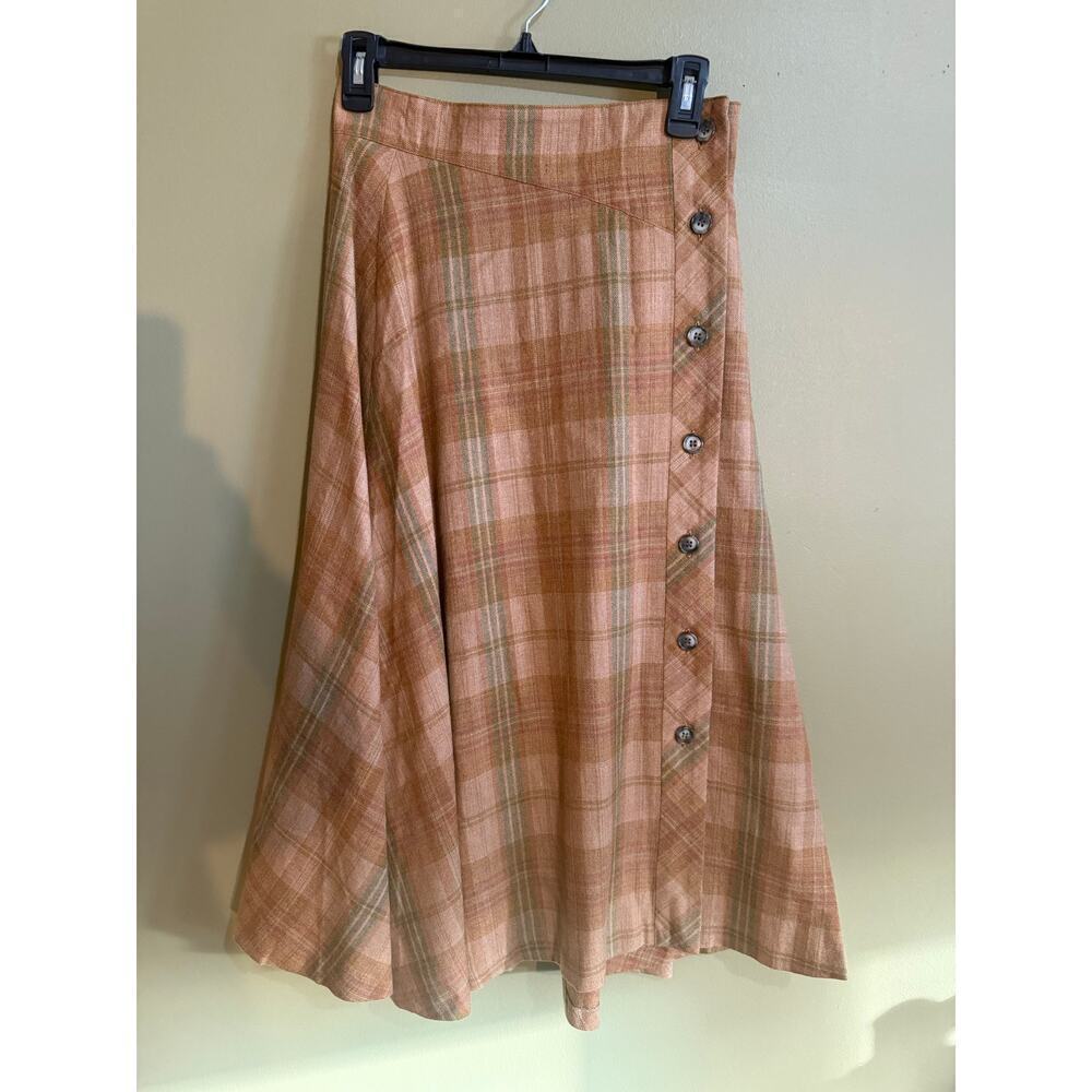 Lufran 21 wool blend plaid lined skirt size M NWOT